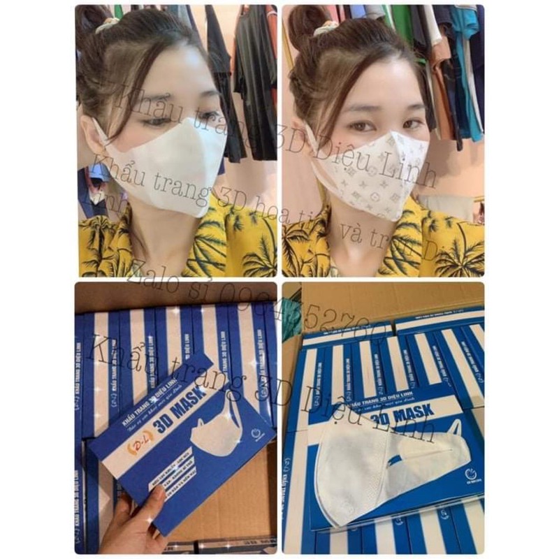 Khẩu Trang Hoạ Tiết 3D Mask Diệu Linh Kháng Khuẩn Chính Hãng Công Ty