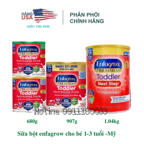 DATE 7/23 Sữa bột Enfagrow Premium Toddler Next Step 907g &1,04kg chính hãng Mỹ