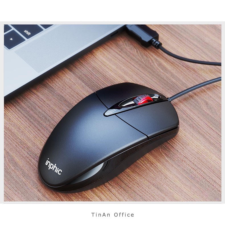 Chuột Máy Tính Có Dây Inphic PB20P Nút Bấm Cực Êm, Chống Ồn - Hàng chính hãng - Bảo hành 12 tháng