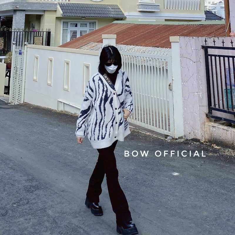 Áo Cadigan Len Ngựa Vằn - Ảnh Thật