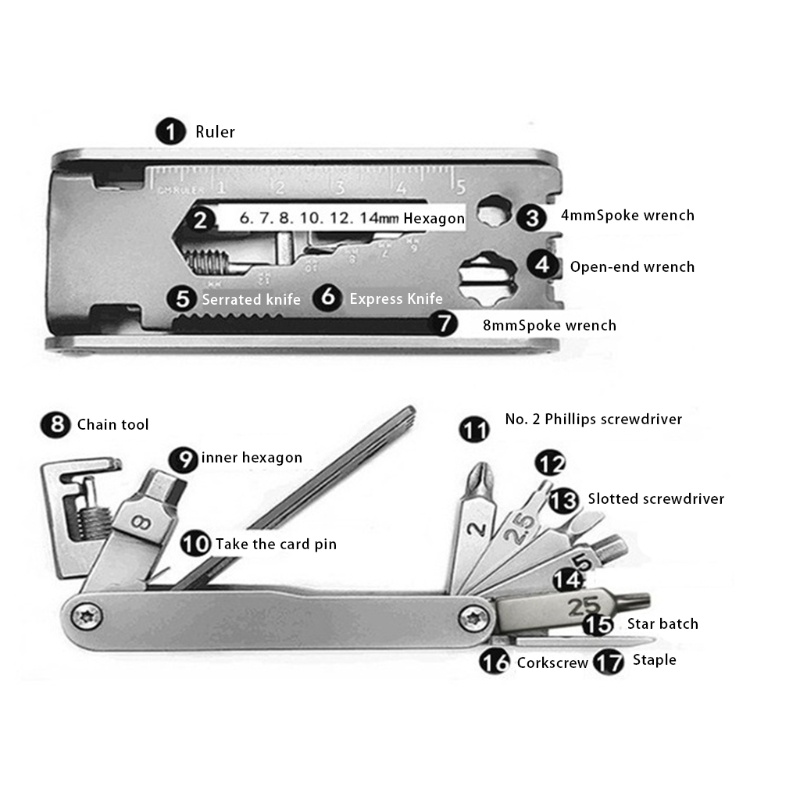 Bộ Dụng Cụ 18 Món Cờ Lê Đa Năng Phù Hợp Cho Sử Dụng Tại Nhà / Cắm Trại / Ngoài Trời