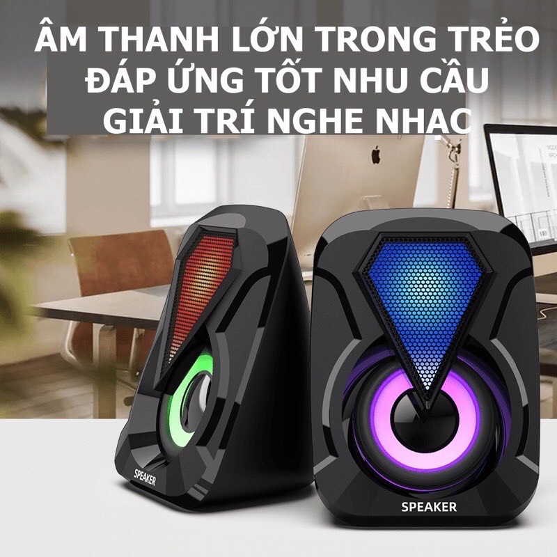 [BH 12 THÁNG] Loa vi tính mini 1053 để bàn cao cấp âm thanh siêu trầm có đèn led 7 màu