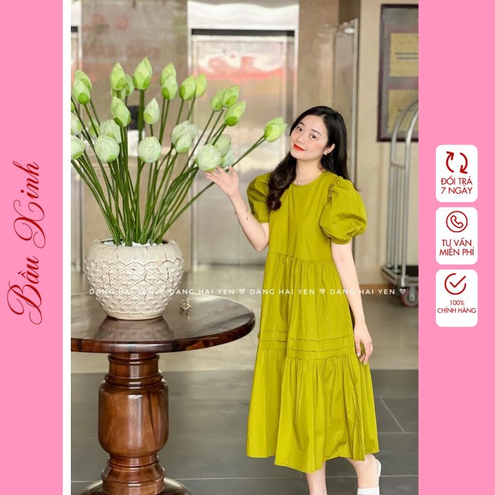Đầm Bầu -Váy Bầu cao cấp dáng suông Chất Lụa Hàn Mềm, siêu mát Thấm Mồ Hôi Tốt, Freesize từ 45 đến 70Kg