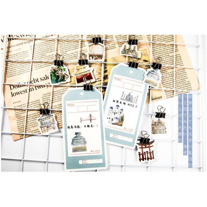 Bộ 46 Sticker Hàn Quốc Kỳ Quan Thế Giới dán trang trí E04
