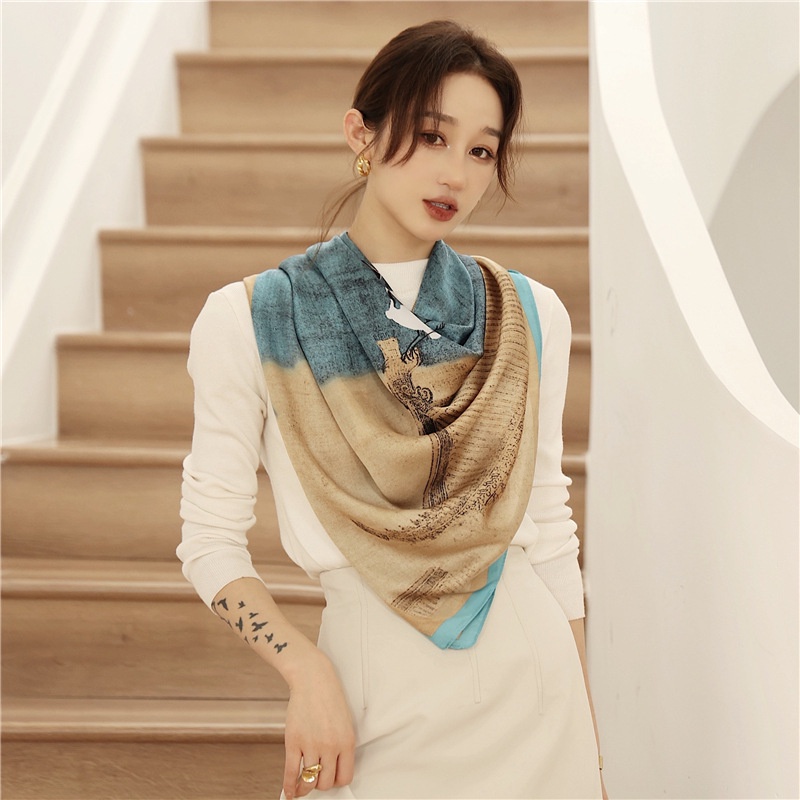 Khăn Choàng Cổ Vuông Vải Lụa In Họa Tiết Thời Trang WJ1014-119 Kích Thước 110x110cm