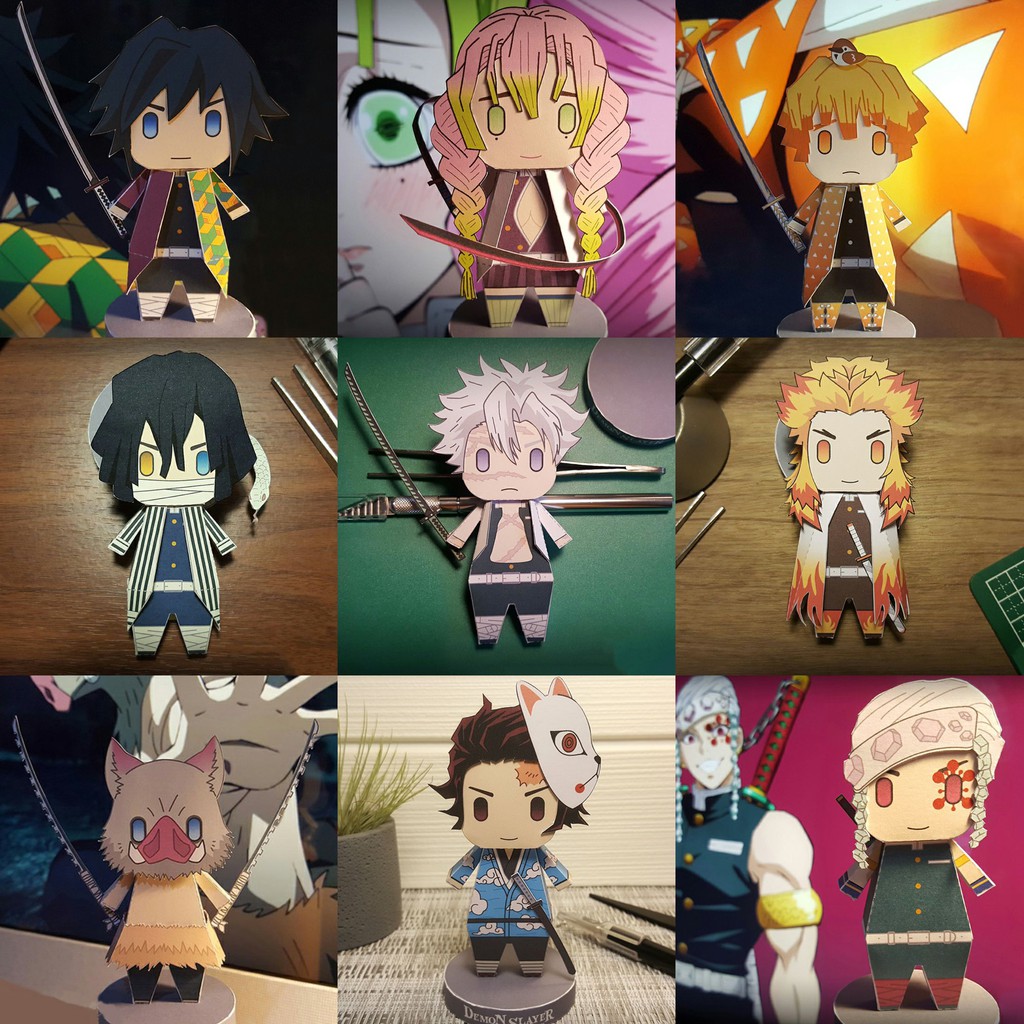 Mô hình giấy in hình nhân vật KIMETSU NO YAIBA Thanh Gươm Diệt Quỷ papercraft anime chibi trưng bày