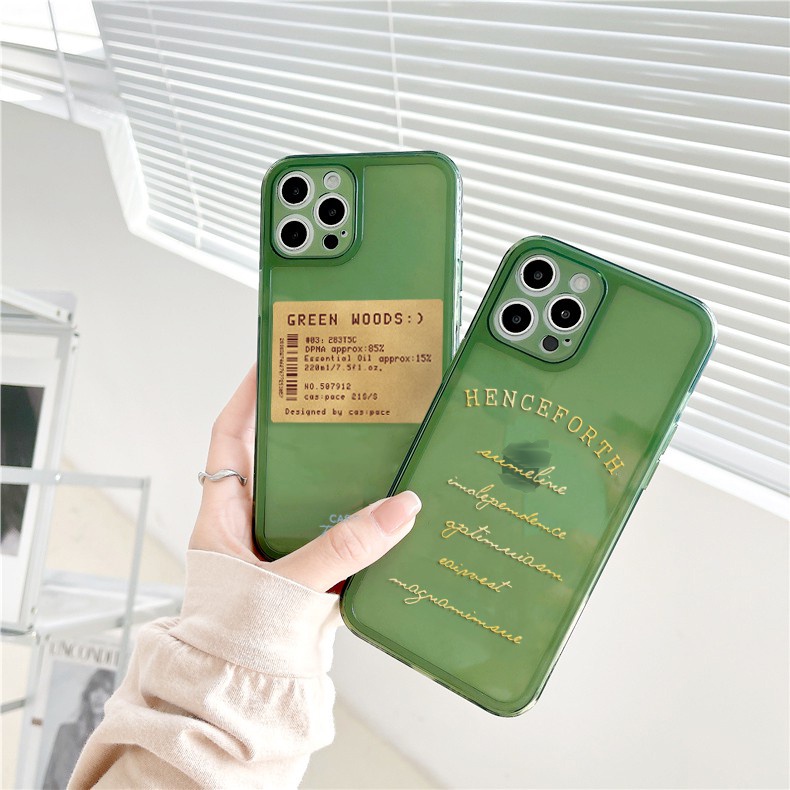 Ốp lưng iphone Dark Green trong cạnh vuông BVC 6/6plus/6s/6splus/7/7plus/8/8plus/x/xr/xs/11/12/13/pro/max/plus/promax