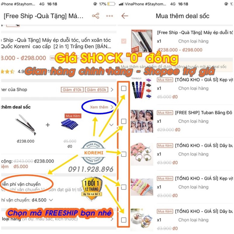 [Free Ship -Quà Tặng] Máy ép duỗi tóc, là tóc, uốn xoăn tóc Hàn Quốc Koremi cao cấp [2 in 1] Trắng Đen [BÁN CHẠY No.1]