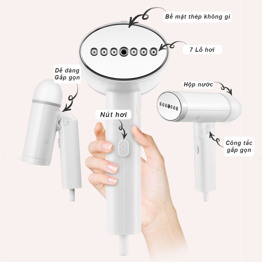 Bàn là hơi nước cầm tay Chigo bàn ủi hơi nước gấp gọn cao cấp mini gấp gọn mang đi du lịch đi công tác