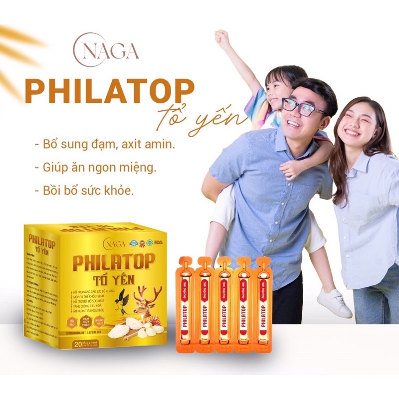 PHILATOP TỔ YẾN HỖ TRỢ BỒI BỔ SỨC KHỎE , ĂN NGON TIÊU HOÁ KHOẺ ( 20ống x10ml)