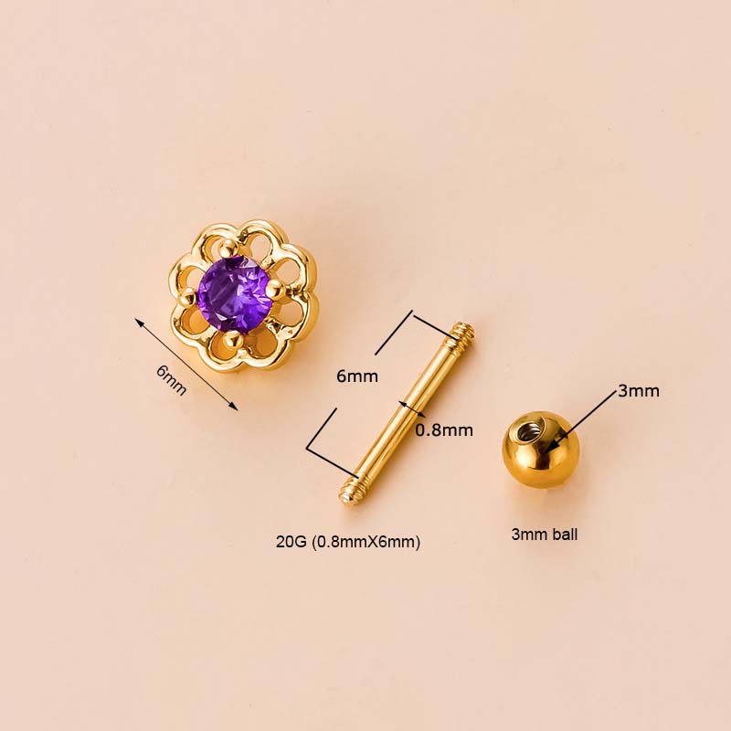 1 Khuyên Tai Hình Hoa Hướng Dương Rỗng Bằng Thép Không Gỉ Đính Đá Zircon