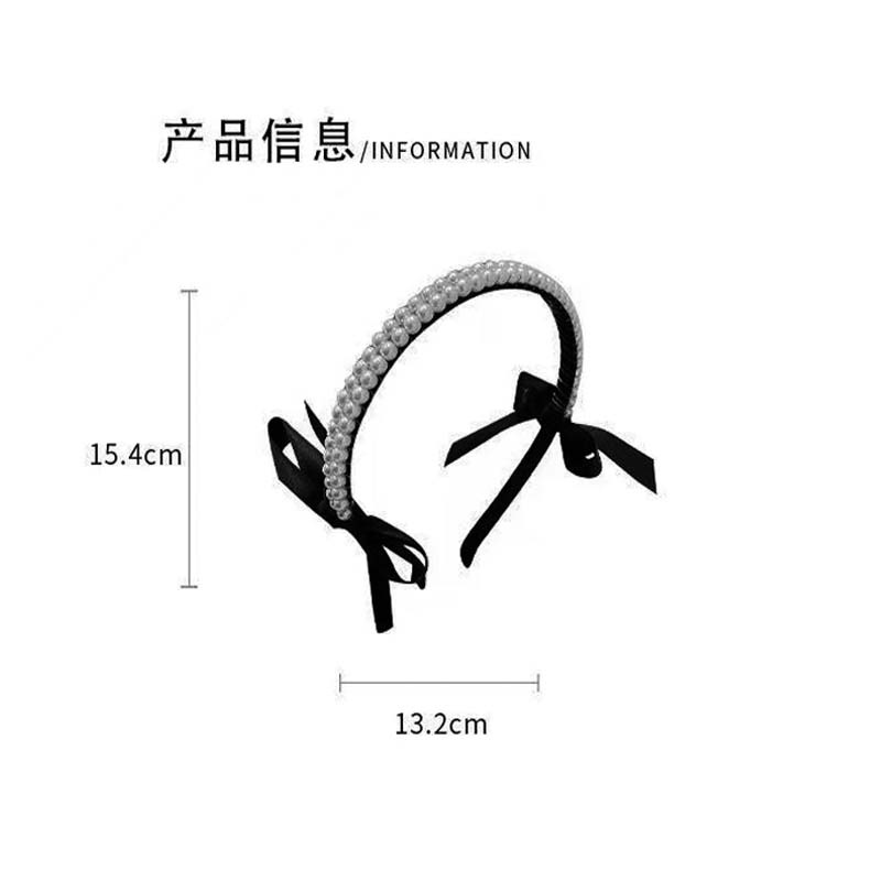 Băng Đô Cài Tóc Vải Nhung Đính Nơ Ngọc Trai Đen Cá Tính Phong Cách Hàn Quốc