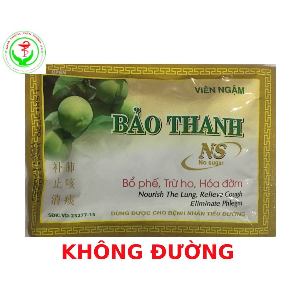 Viên ngâm Bảo Thanh bổ phế Trừ ho Hóa đàm hộp 20 vĩ, vĩ 5 viên