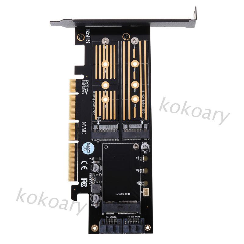 Mạch Card Chuyển Đổi 3 Trong 1 Kok Pci-E 3.0 X16 To M.2 Ssd Pcie Sang M2 Msata Sata Port Nvme M2 Ssd Aaci