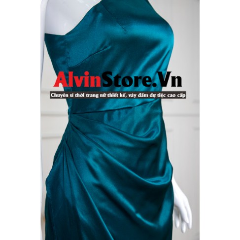 [Hình Thật - Shop Đầm Đẹp] Đầm Dư Tiệc Dáng Dài Lệch Vai Xếp Ly Eo Xẻ Đùi Cao Cấp Alvin Store Phù Hơp Đi Tiệc