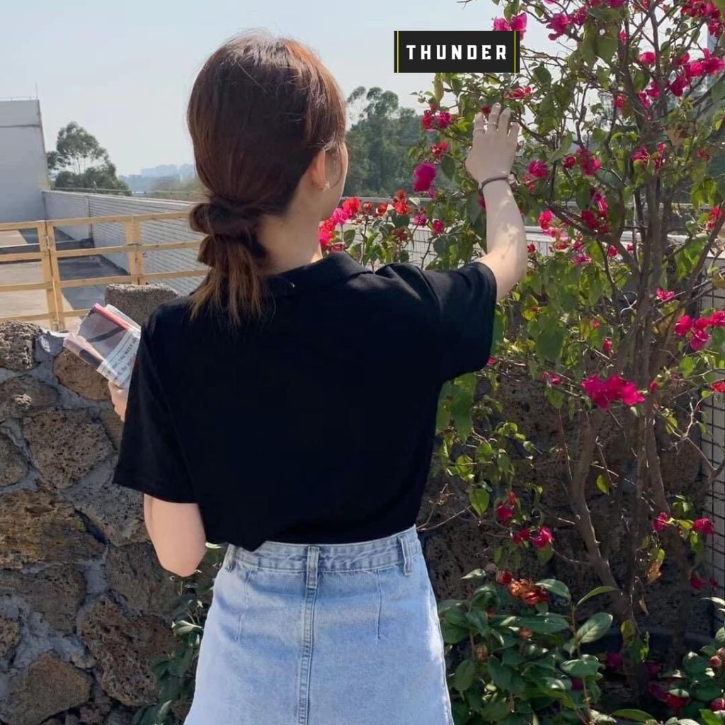 Áo thun POLO BASIC THUNDER Unisex phông trơn nam nữ tay lỡ mùa hè oversize form rộng thời trang phong cách Hàn Quốc | BigBuy360 - bigbuy360.vn