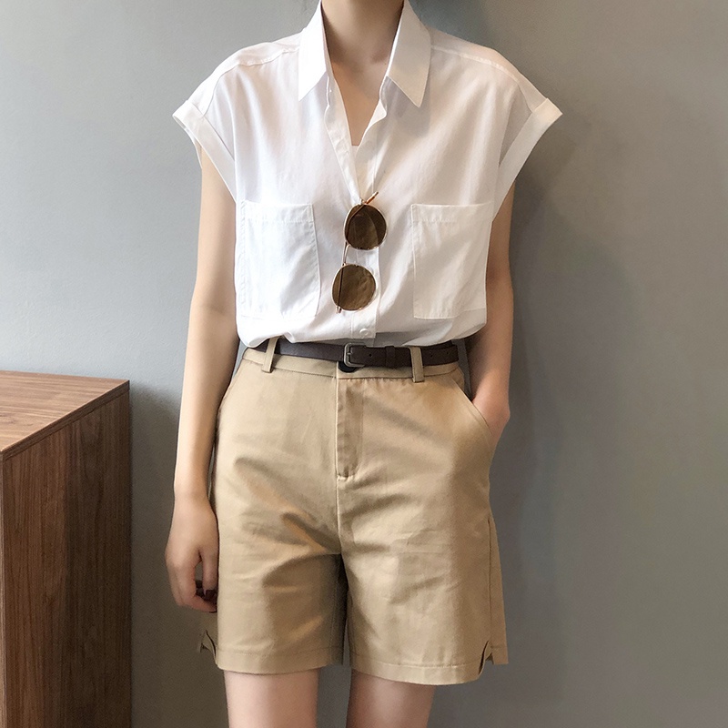 Áo kiểu IELGY tay ngắn thiết kế thời thượng phong cách Pháp nhẹ nhàng thời trang mùa hè dành cho nữ