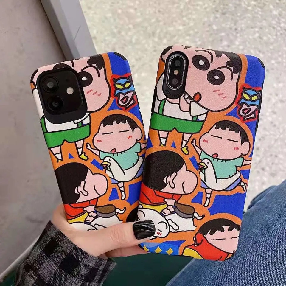 Ốp Điện Thoại Da Cừu Mềm In Hình Cậu Bé Bút Chì Shin-Chan Cho iPhone 13 12promax 11 xr xs 8 8p x