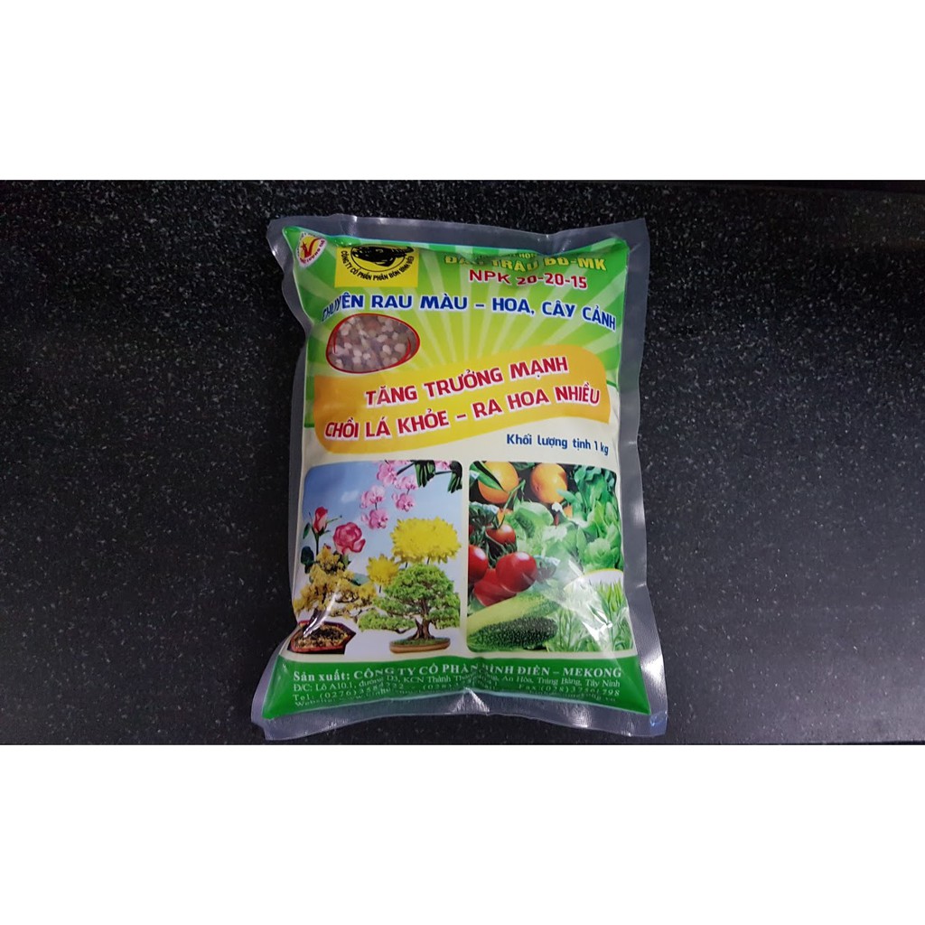 Phân bón đầu trâu đa năng 3 màu NPK 20-20-15 giúp ra hoa, hoa đẹp, lâu tàn. (Gói=1kg)