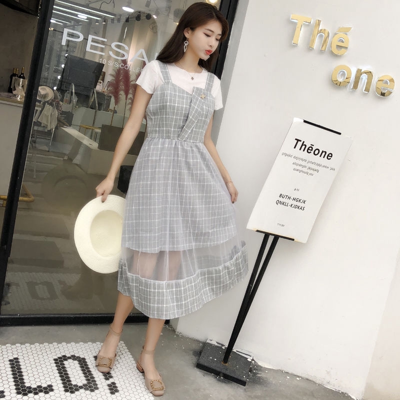 Set 2 món gồm áo ngắn tay và đầm xòe ngọt ngào phong cách Hàn Quốc cho nữ | BigBuy360 - bigbuy360.vn