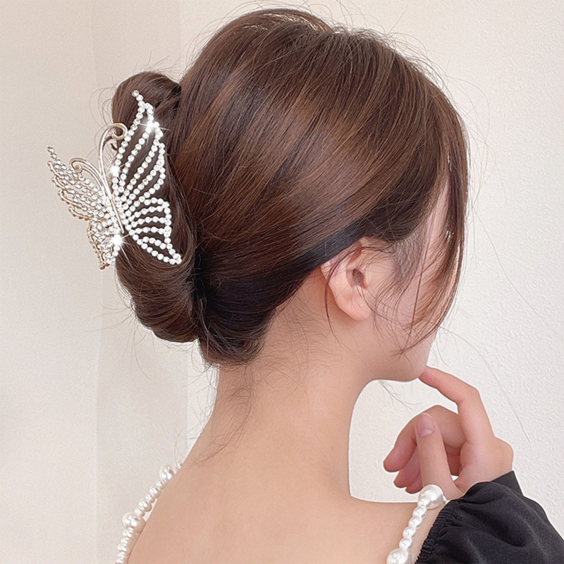 Kẹp Tóc Càng Cua Rỗng Dày Không Trơn Họa Tiết Bướm