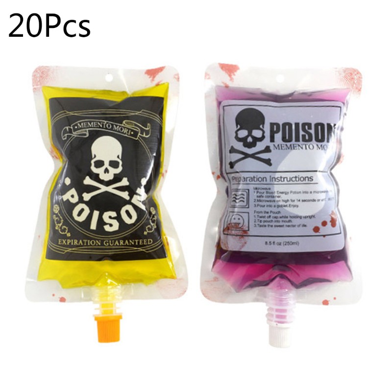 Set 20 Túi Đựng Nước Uống Giả Máu Hóa Trang Halloween 250ml