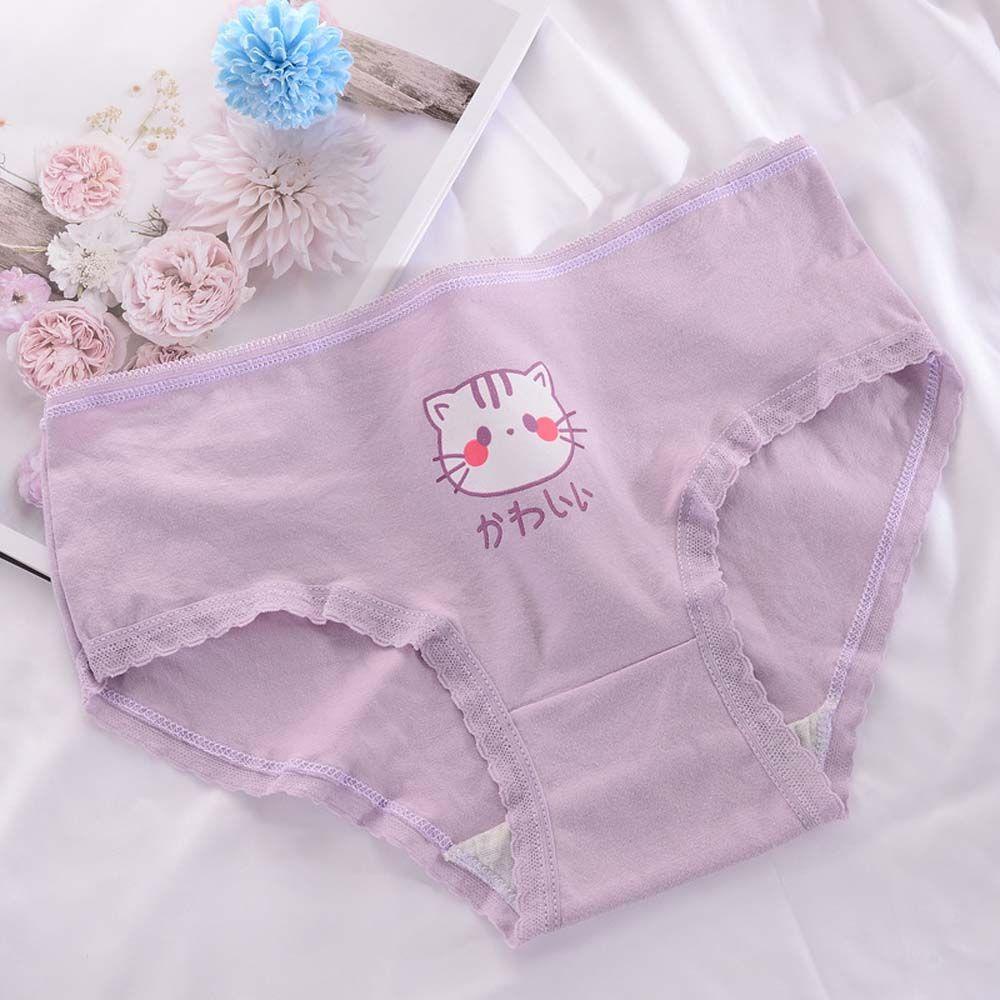 Quần Lót Cotton Không Đường May Họa Tiết Chân Mèo Dễ Thương