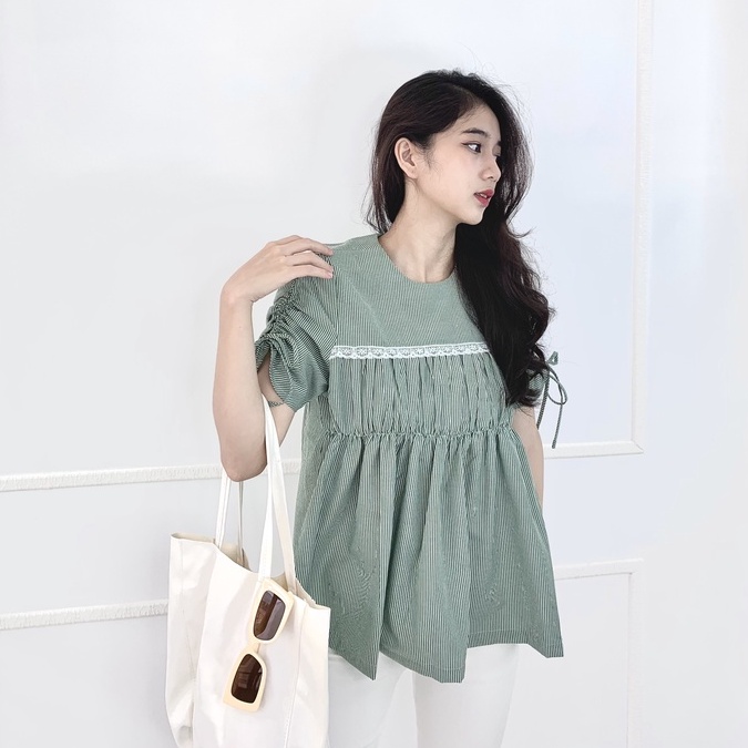 Áo Babydoll Oversized riền nilon ngang ngực [XG2]