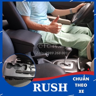 Hộp tỳ tay Kibbet tự lắp cho xe Rush loại 1490 thiết kế cắm trụ theo xe tích hợp cổng sạc USB có nắp trượt - OTO4S