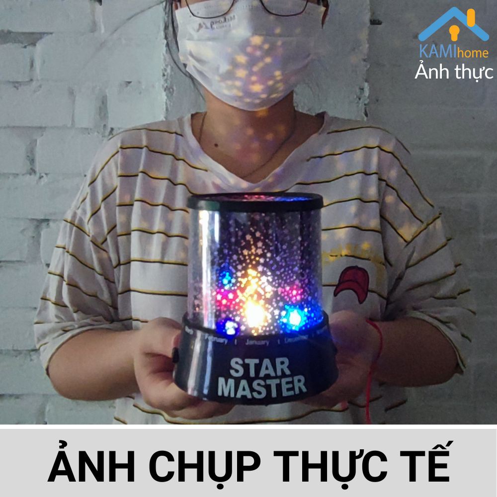 Đèn ngủ led trang trí chiếu sao hình Trụ cổng cắm điện cổng USB và dùng pin KM 26012
