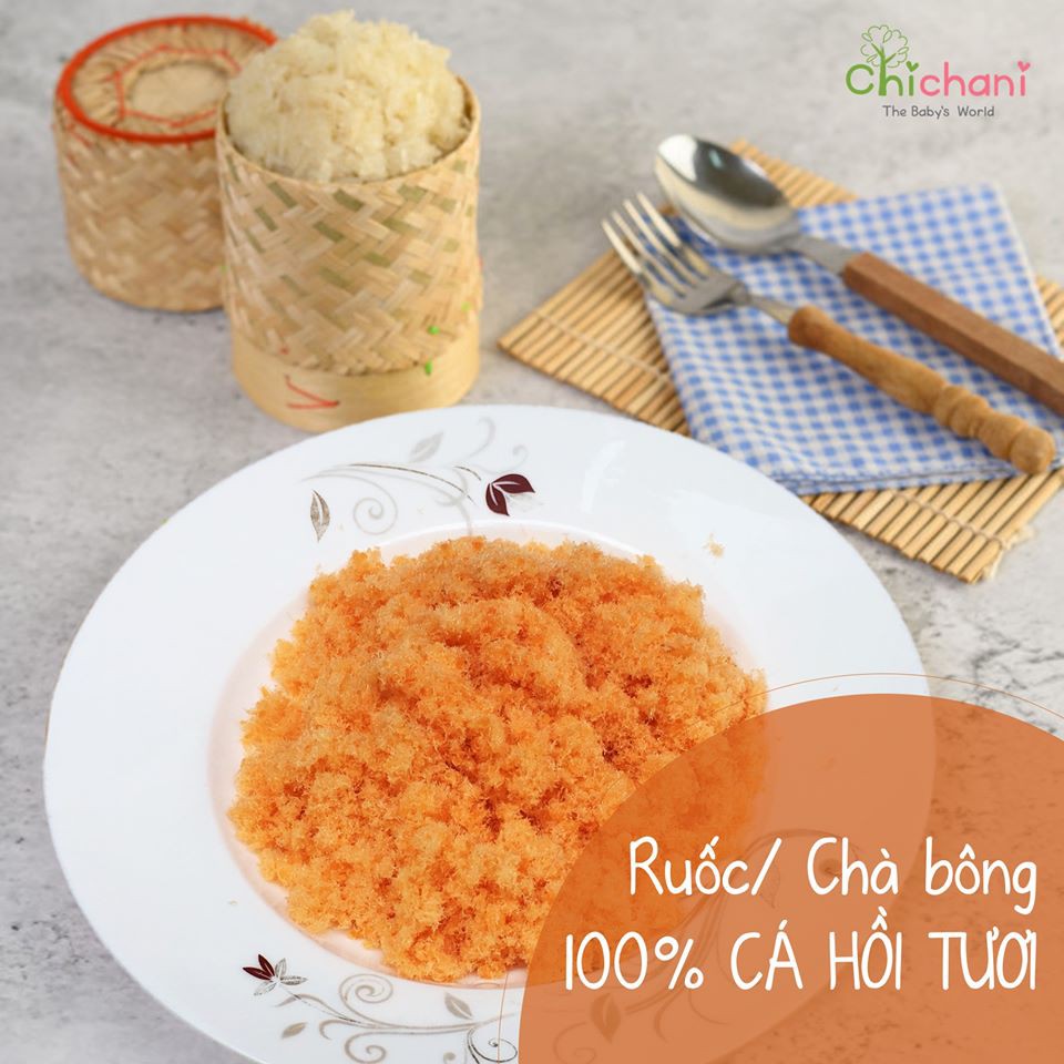 Ruốc/Chà Bông cá hồi ăn dặm cho bé trên 6m+ 100% tươi nguyên chất handmade - HSD 1 tháng