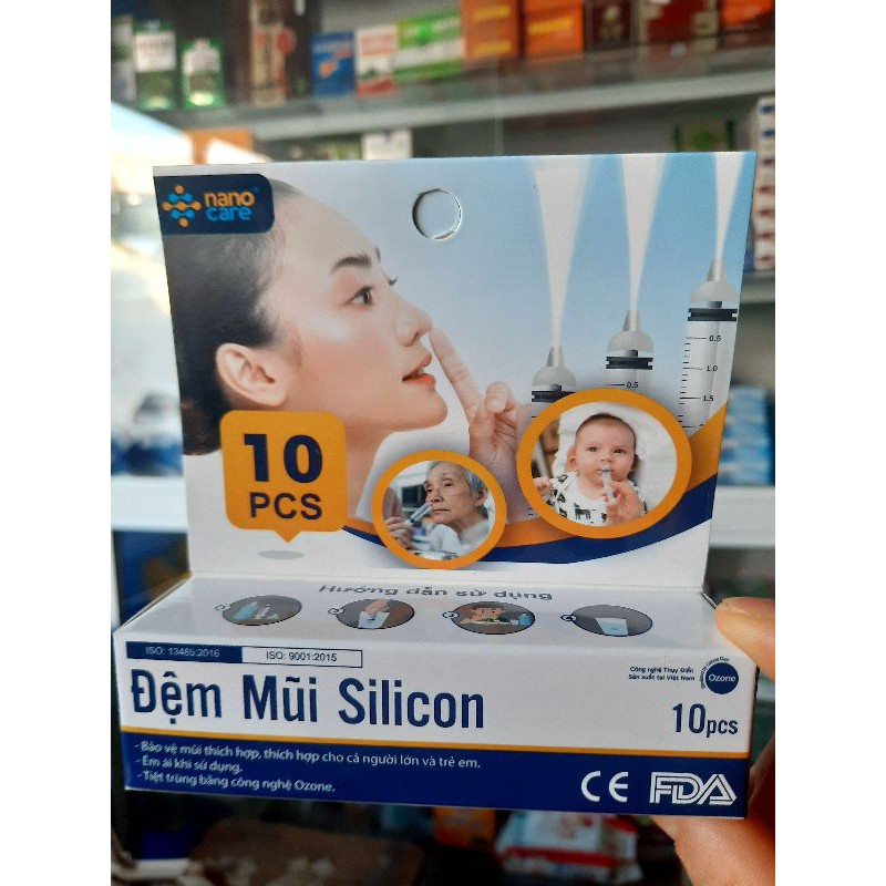 Dụng cụ đệm rửa mũi Nanocare hộp 10 núm an toàn cho bé