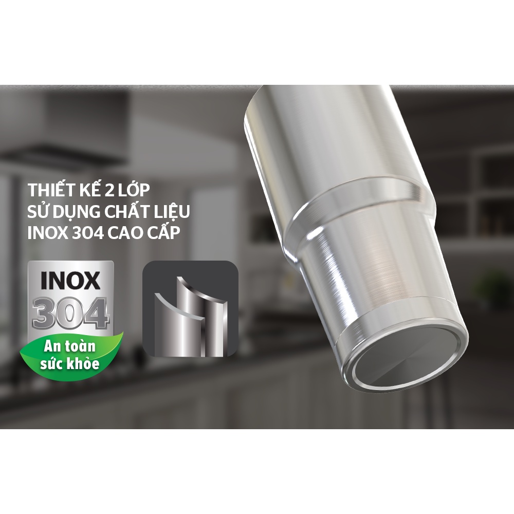 Bình giữ nhiệt Inox 304 cao cấp Sunhouse 900ml KS-TU900I/ 450ml KS-TU450I, giữ nhiệt trong 6h