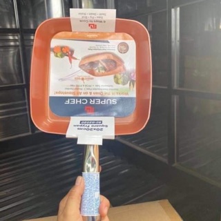 CHẢO VUÔNG SUPER CHEF TRÁNG MEN 20X20CM