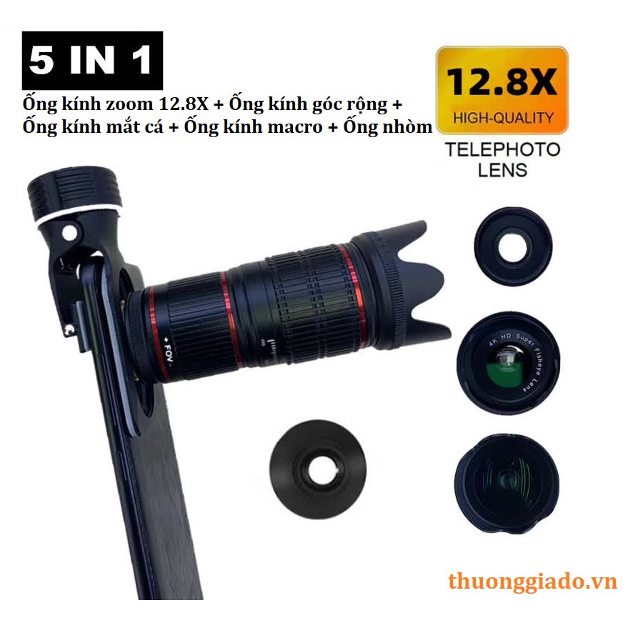 Bộ lens HX-1280 đa năng cho điện thoại (5 in 1 telephoto lens kit)