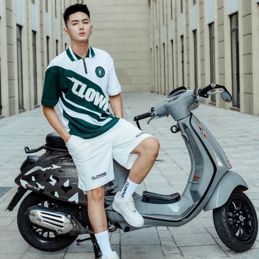 Áo thun polo local brand Clownz Diagonal cổ bẻ unisex tay lỡ, cotton, nam nữ form rộng