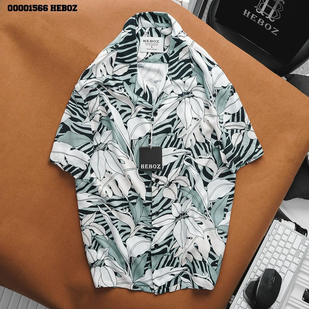 Áo sơ mi pijama linen hoạ tiết Heboz 4M, vải chống nhăn thấm hút có 3 màu basic dễ phối - 00001566