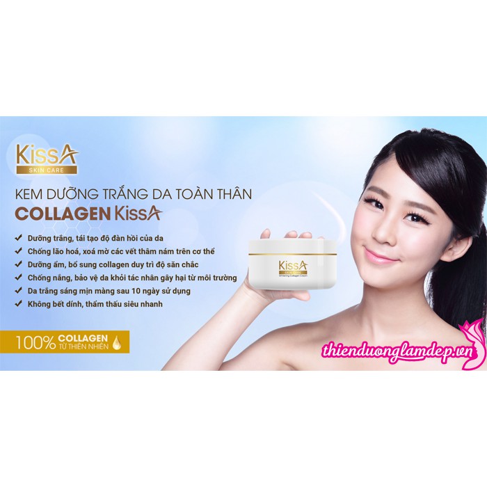 Kem dưỡng trắng da toàn thân Collagen KissA - 200g (Quà Tặng)