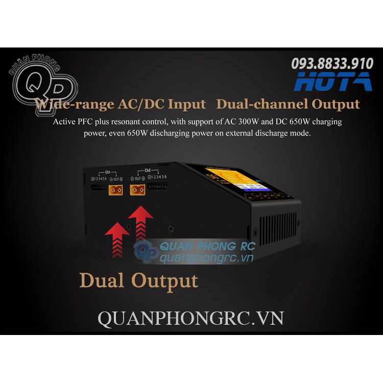 Sạc Đôi HOTA D6+ Dual Channel Smart Charger AC/DC Input