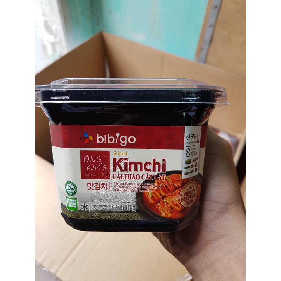 Kim chi cải thảo cắt lát Ông Kim bibigo Hàn Quốc hộp 500g