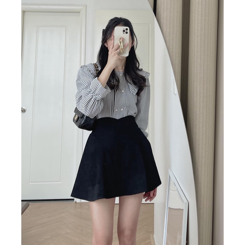 (ảnh thật) Audrey Somi cổ bèo sọc dọc 7985