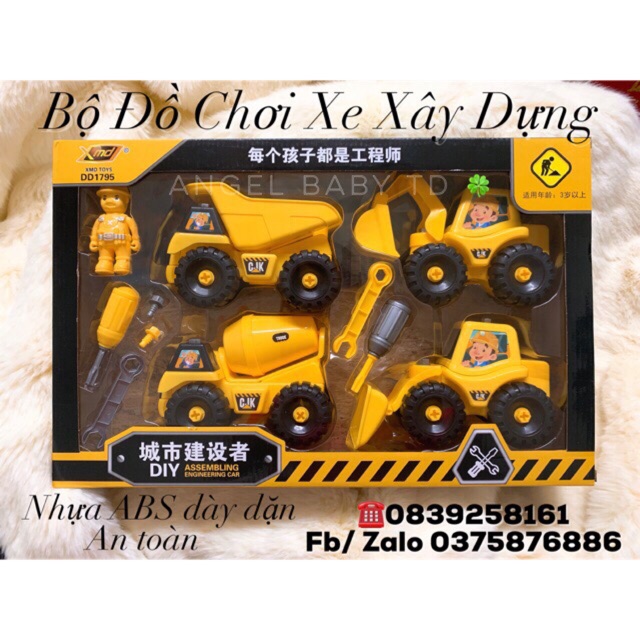 Bộ Đồ Chơi Xe Xây Dựng kèm dụng cụ mở lắp vít (đồ chơi trẻ em)