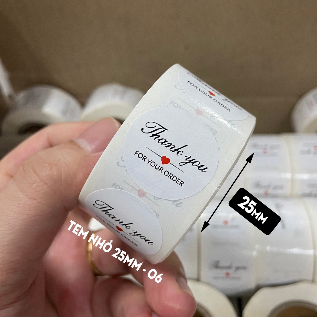 Tem Sticker Thank You Tem Cảm Ơn In Màu In Sẵn Tự Dính Cuộn 500 Tem
