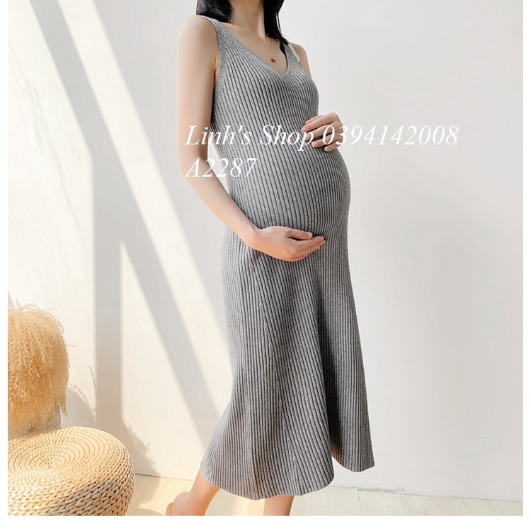 Váy Bầu Đầm Bầu LEN A2287 CHẤT LEN DÀY MỊN MẶC THU ĐÔNG