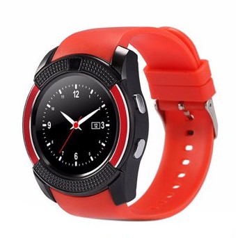 Đồng hồ thông minh Smart Watch V8 mặt tròn có khe gắn sim, thẻ nhớ màu hồng dành cho nữ