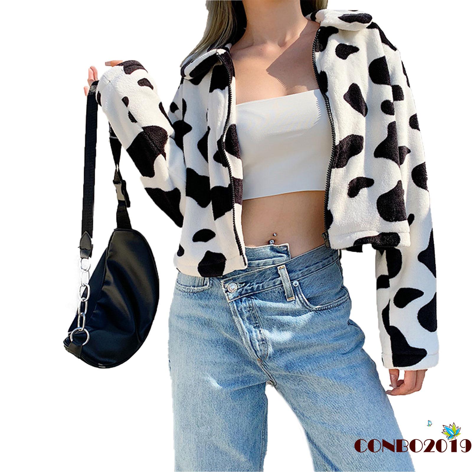 Áo Khoác Cardigan Dài Tay In Họa Tiết Da Bò Sữa Thời Trang Thu Đông Dành Cho Nữ | BigBuy360 - bigbuy360.vn