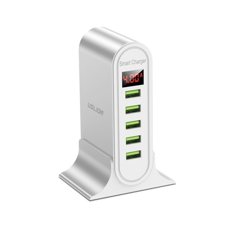 Đế Sạc Điện Thoại Để Bàn 5 Cổng USB Có Màn Hình LED Hiển Thị