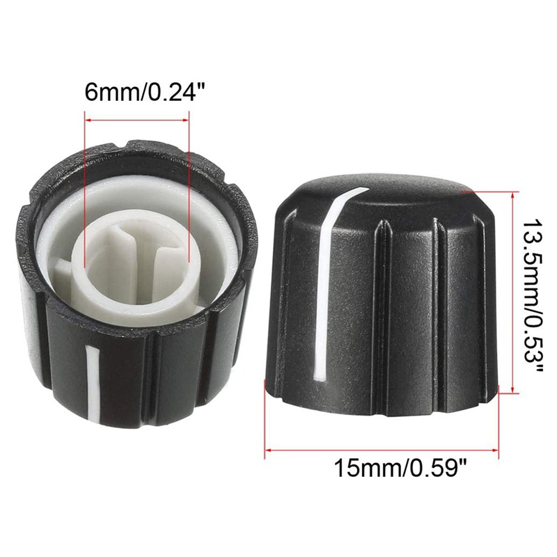 Set 20 Núm Vặn Chiết Áp Bằng Nhựa Đường Kính 6mm 15X13.5mm Cho Đàn Guitar