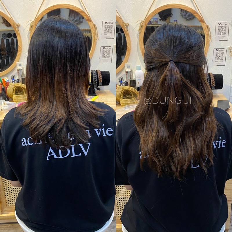 KU17 tóc giả kẹp u sóng lơi nhẹ 35cm