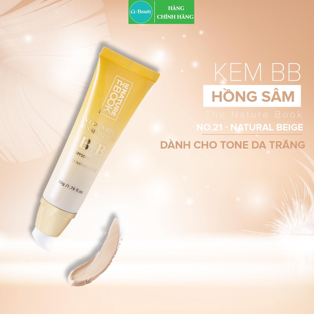 Kem nền, che khuyết điểm, kem BB Hồng Sâm The Nature Book giúp da sáng bật tông khi trang điểm